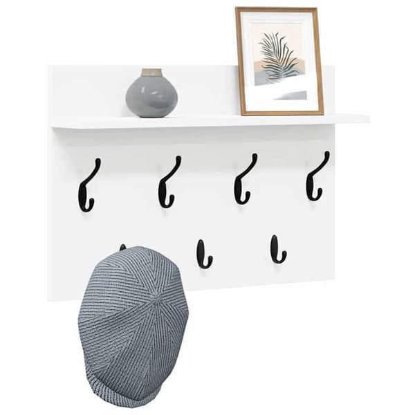 Väggmonterad klädhängare - EXKLUSIV HEM - Väggmontering - Vit - 60x40x12 cm - Ingenjörsträ Vit