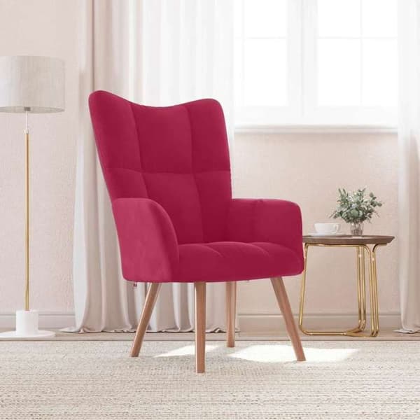 Maison Exclusive - Rød bordeaux velour afslapningsstol