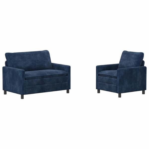 Maison Exclusive - 2-delars soffgrupp i marinblå polyester