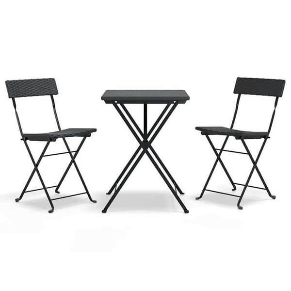Maison Exclusive - Fällbart bistroset 3 delar Svart flätad resin Svart