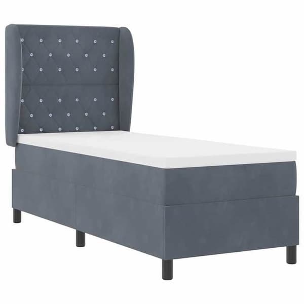 Ljuslåda - MAISON EXCLUSIVE - 200 x 80 cm - Mörkgrå - Sammet - Justerbar huvudgavel Mörkgrå