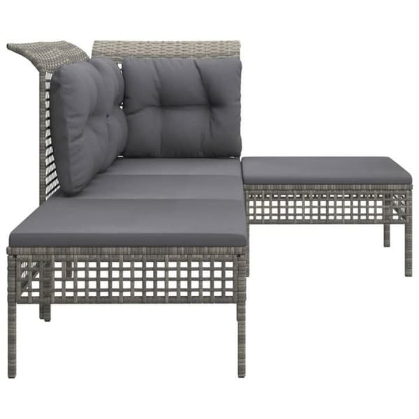 Maison Exclusive - Trädgårdsmöbler 4 delar med kuddar Grå Flätad resin Grå (mörkgrå kuddar)