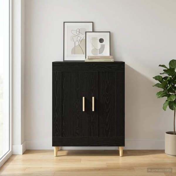 Maison Exclusive - Buffet Sort egetræ 69,5 x 34 x 90 cm Ingeniørtræ