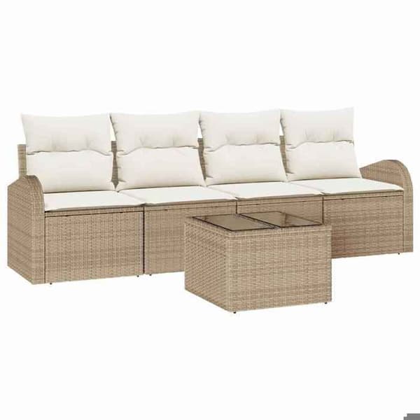 Maison Exclusive - Beige puutarhakalustesarja 55 x 55 x 37 cm polyrottinkia