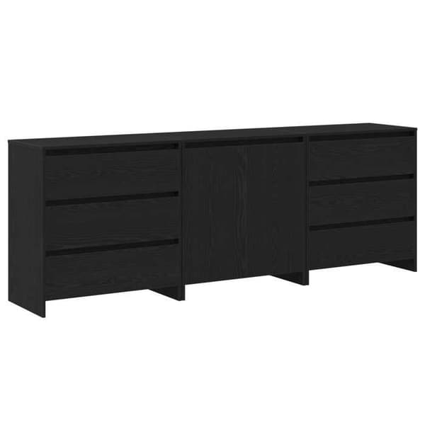 Maison Exclusive - Buffet 3 stk Sort 70 x 41 x 75 cm Ingeniørtræ