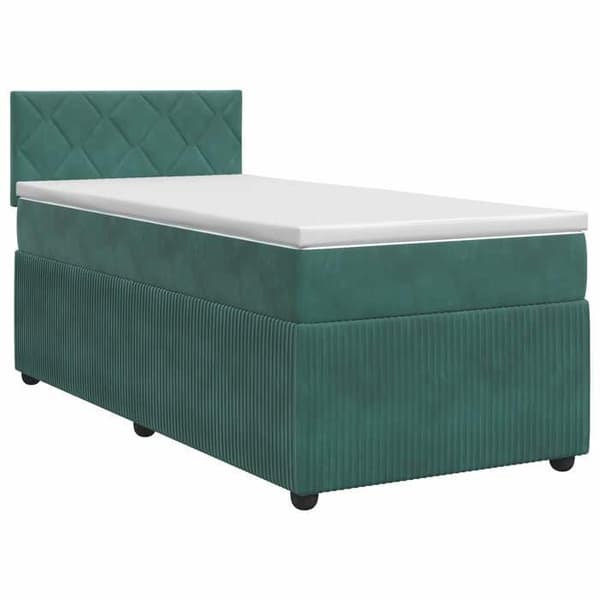 Maison Exclusive - Boxspring säng med mörkgrön madrass 90 x 200 cm Sammet