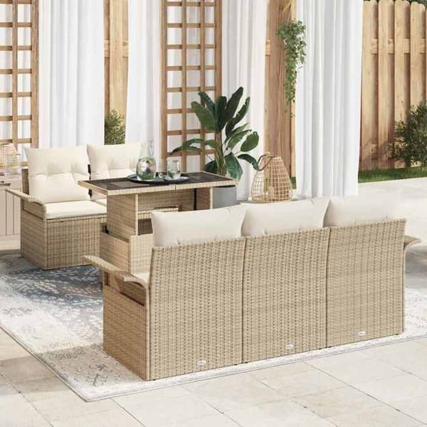 Maison Exclusive - 6 osan beige puutarhakalustesarja