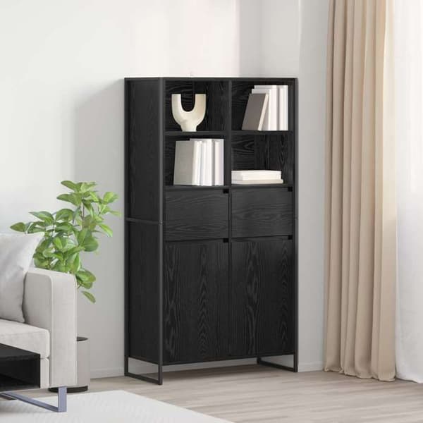 Maison Exclusive - Buffet Sort egetræ 81 x 36 x 150,5 cm Ingeniørtræ