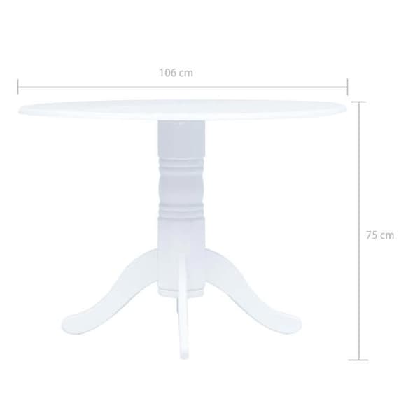 Maison Exclusive - Matbord Vit 106 cm Massivt gummiträ Matt vit