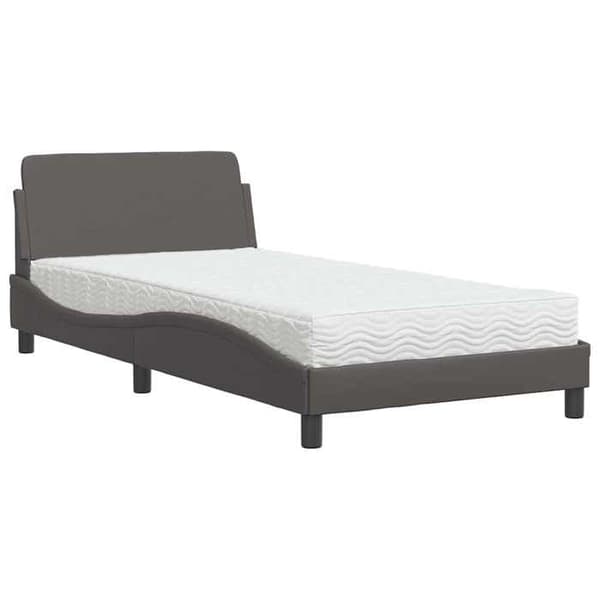 Maison Exclusive - Säng med Dover grå madrass 100x200 cm i konstläder