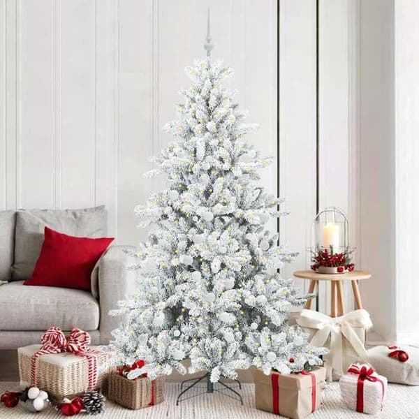 Kunstigt juletræ - EKSKLUSIV HUS - Ledede grene - Hvid - 180 cm - Inkluderer LED-lysguirlander Vit