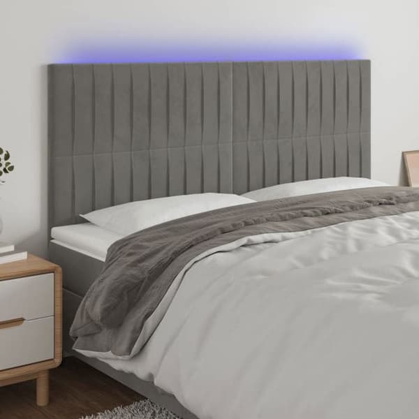 Maison Exclusive - LED-huvudgavel Ljusgrå 180x5x118/128 cm Sammet ljusgrått