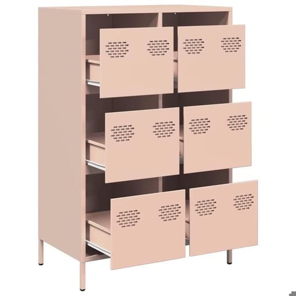 Maison Exclusive - Vaaleanpunainen buffet 68x39x101,5 cm terästä