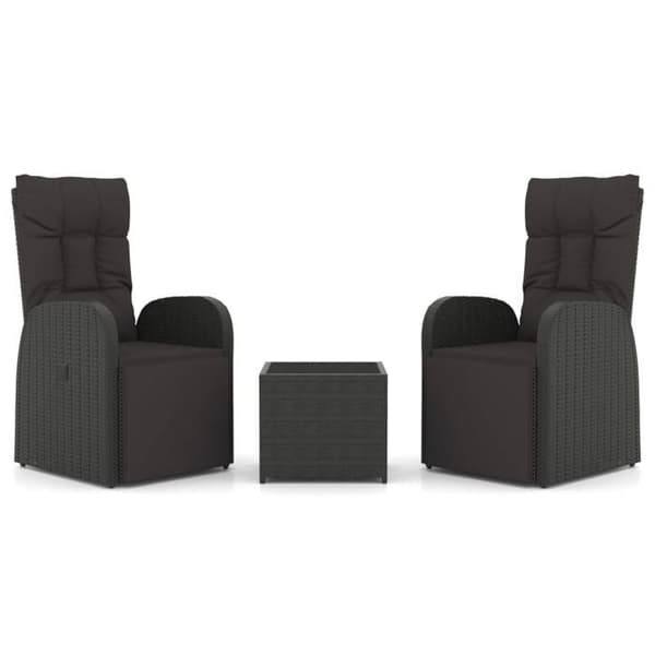 Havemøbler - Eksklusivt Hus - 3 dele - Sort poly rattan - Stålramme