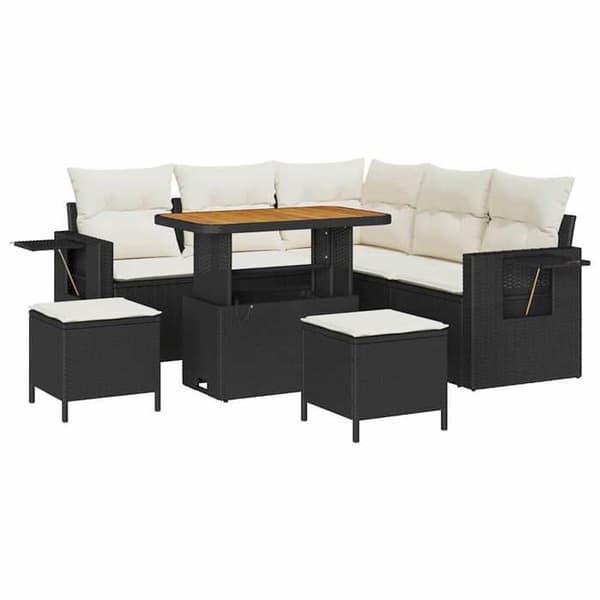 Lounge-soffor - MAISON EXCLUSIVE - 9-delars set (6 platser) - Vit - Modulär - Poly rattan & akacia