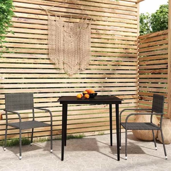 Maison Exclusive - 3 osan puutarhapöytäryhmä Harmaa