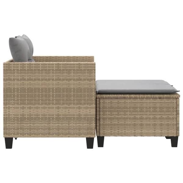 Maison Exclusive - 2-sits trädgårdssoffa med beige flätad resinpuffar
