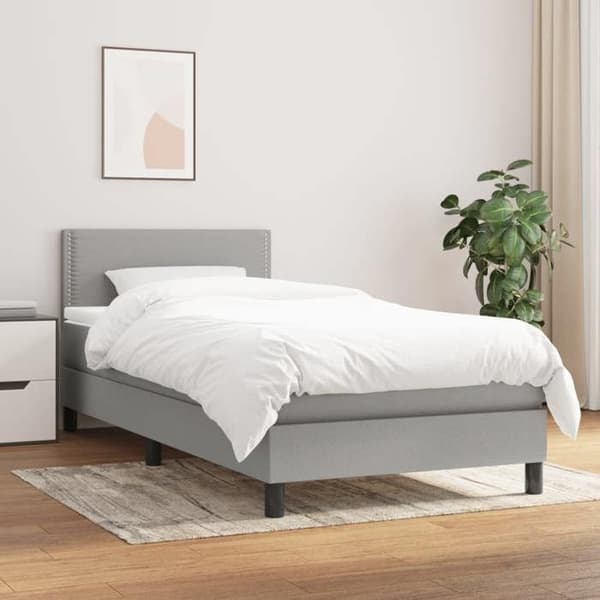 Maison Exclusive - Seng med lameller og madras Grå lys 100x200cm Stof