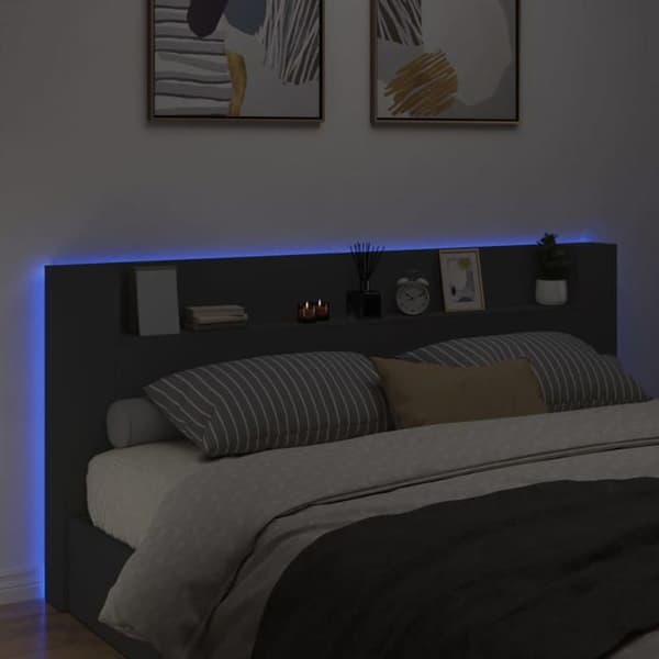 Maison Exclusive - Senghovedgærde med LED sort 220x16,5x103,5 cm