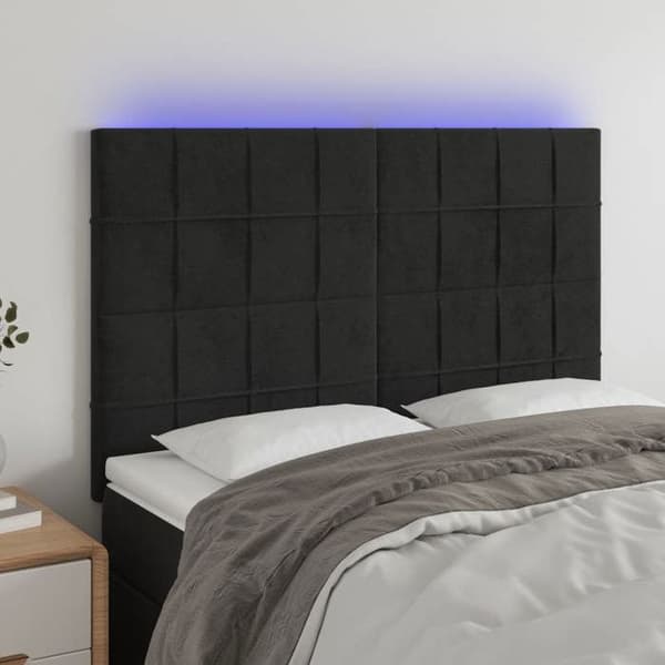 Maison Exclusive - LED-päätymustalla 144x5x118/128 cm sametti Svart