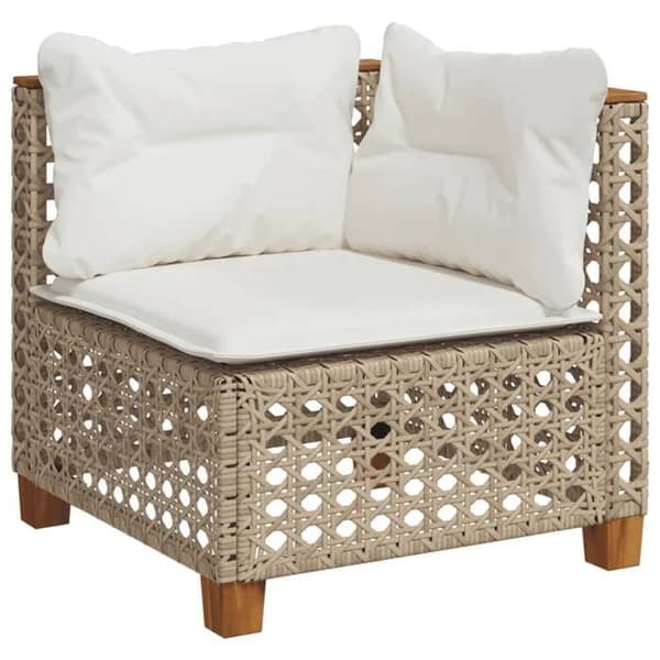 Maison Exclusive - U-formad trädgårdsoffa med beige kuddar i flätad resin