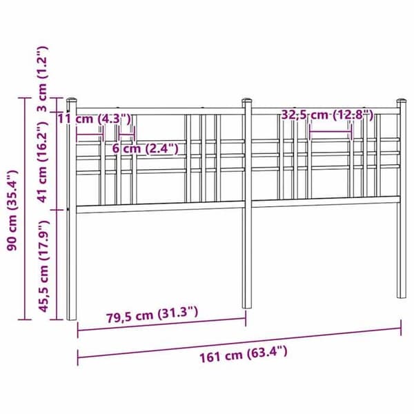 Maison Exclusive - Erstatnings hovedgærde metal hvid 160 cm