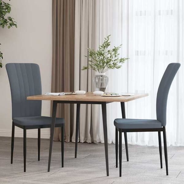 Maison Exclusive - Ruokatuolit 2 kpl Tummanharmaa Sametti Mörkgrå