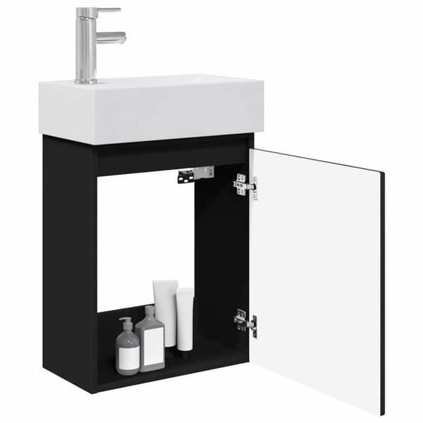 Maison Exclusive - Kylpyhuonekaluste mustalla hanalla 45,5 x 22,5 x 84 cm