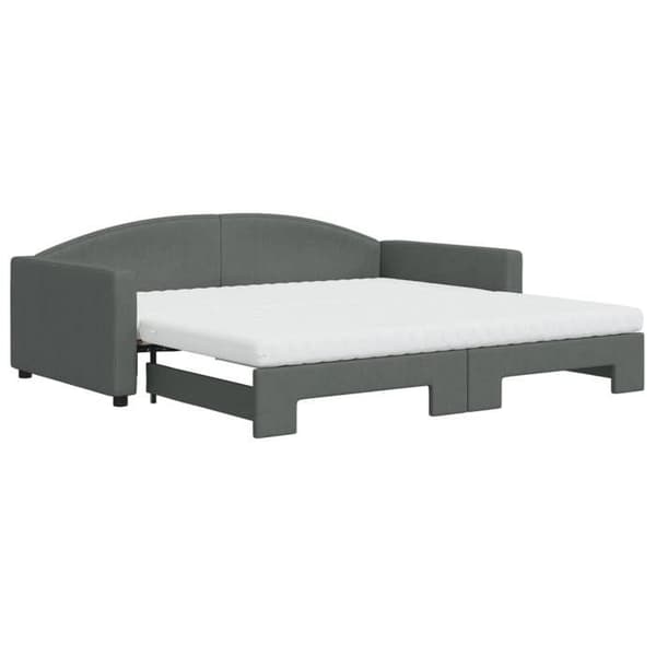 Maison Exclusive - Dagbädd med utdragssäng och mörkgrå madrass 100x200 cm tyg Mörkgrå
