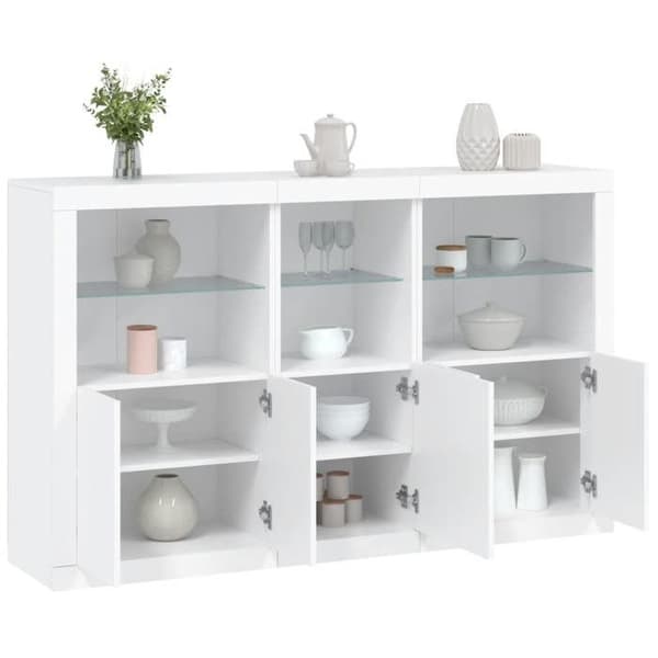 Maison Exclusive - Buffé med vita LED-lampor 162x37x100 cm