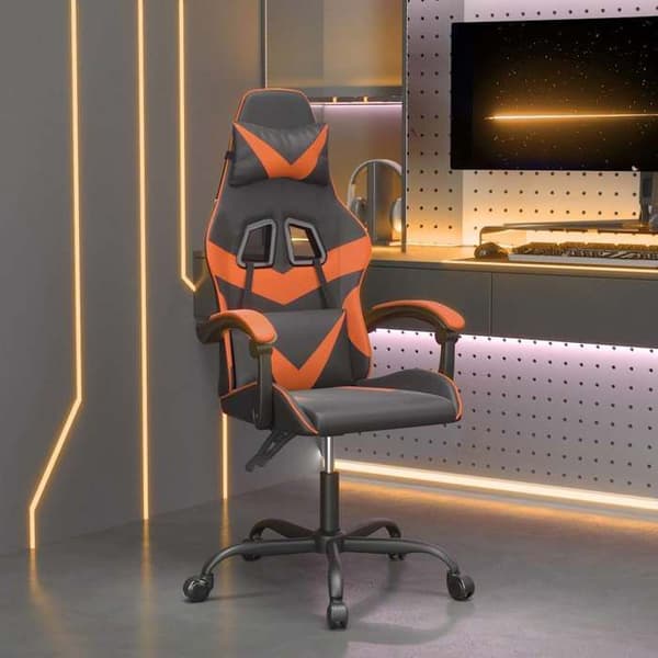 Maison Exclusive - Spilstol i sort og orange kunstlæder