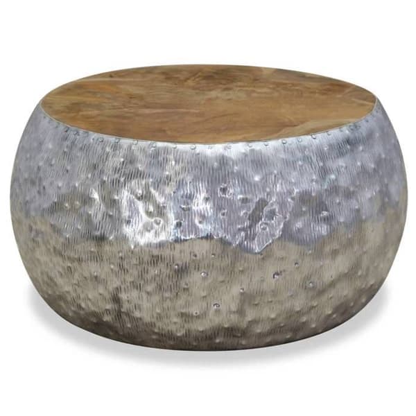 Maison Exclusive - Aluminium Teak Soffbord 60x60x30 cm Silver och brunt