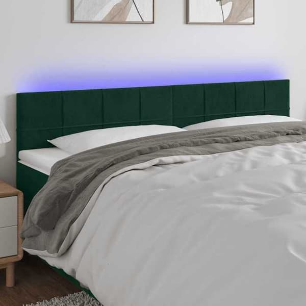 Maison Exclusive - LED-päätylevy Tummanvihreä 160x5x78/88 cm Sametti Mörkgrön