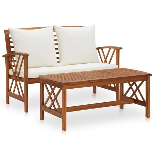Maison Exclusive - Havegruppe 2 stk med puder i solid akacietræ