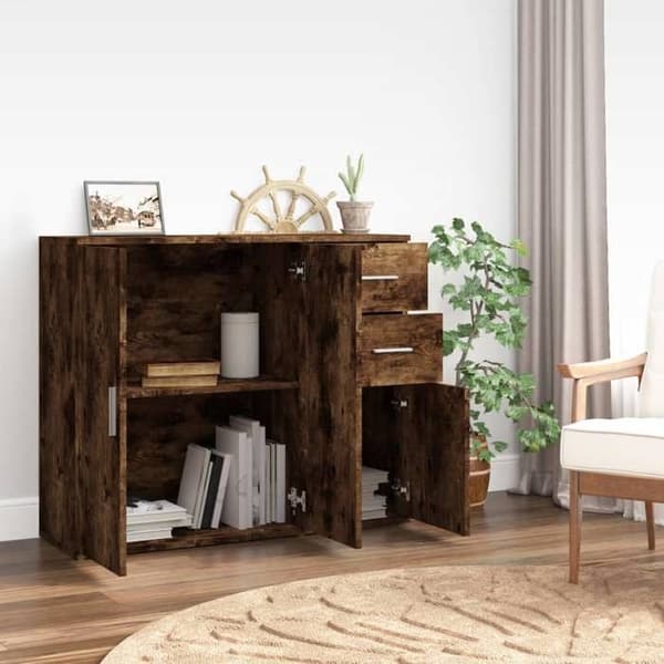 Maison Exclusive - Buffé Ek rökt 91x29,5x75 cm Ingenjörsträ