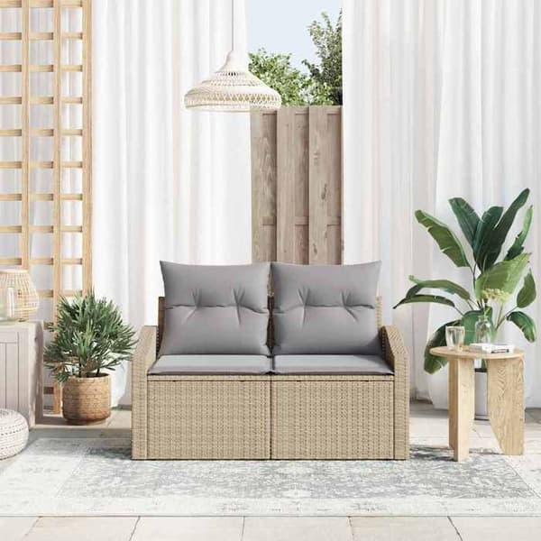 Maison Exclusive - Trädgårdsoffa med kudde 123 x 62 x 69 cm polyrotin