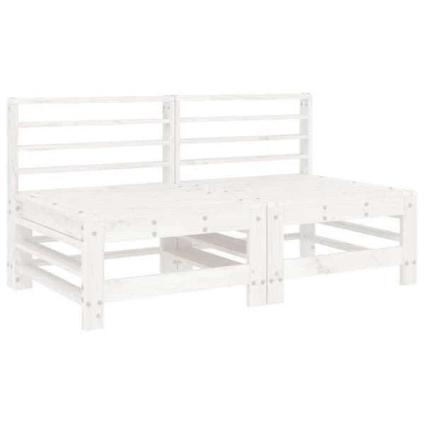 Maison Exclusive - Centrala soffor med kuddar 2 st vit massiv furu