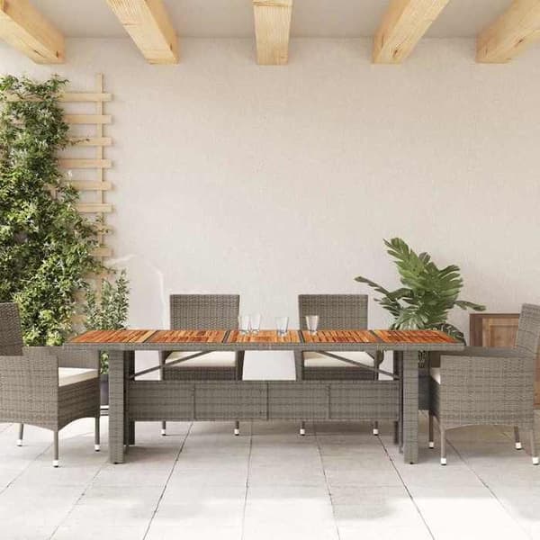 Maison Exclusive - Trädgårdsbord med grå akaciaträ och flätad harts