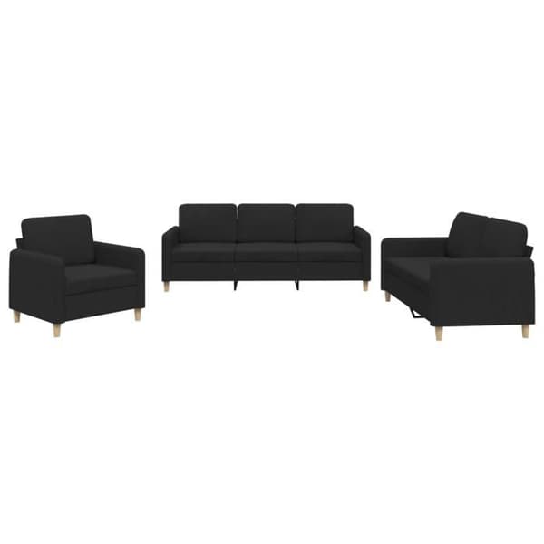 Maison Exclusive - 3-delars soffgrupp med kuddar Svart Tyg