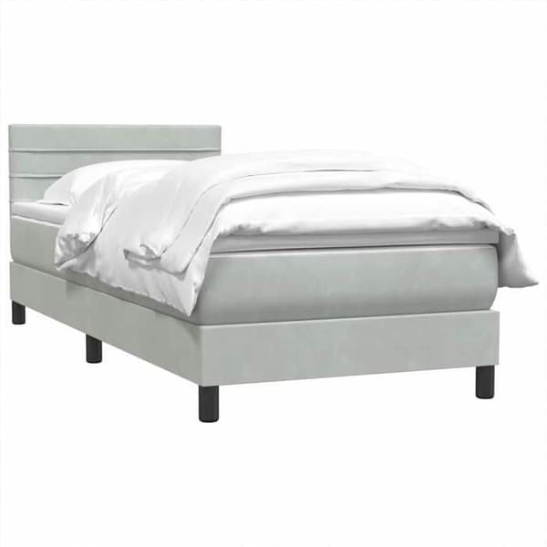 Maison Exclusive - Sängyn lattiapuut ja vaaleanharmaa patja 80x210 cm samettia