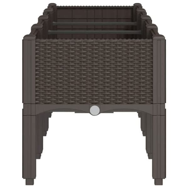 Jardiniär - EXKLUSIV HEM - Rattanutseende - 160x40x42 cm - Stötsäker polypropen - Brun brun