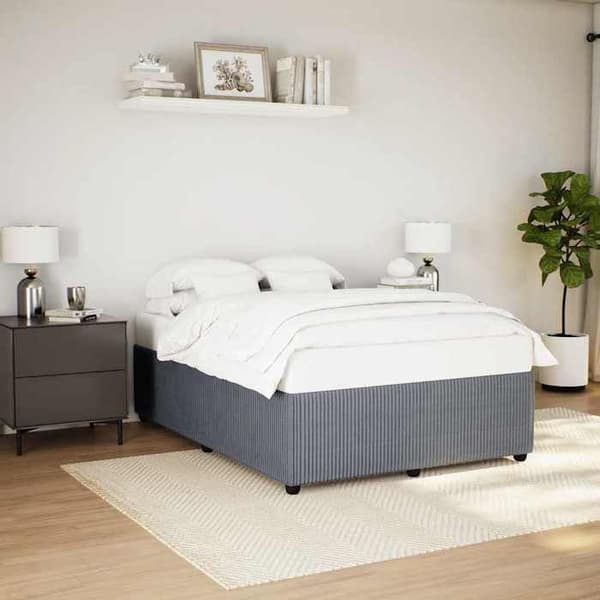 Sengestel - EKSKLUSIV HUS - 140x200 - Mørkegrå velour - Inkluderet lamelbund - Robuste ben mörkgrå