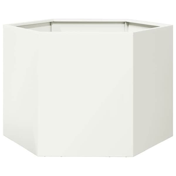 Maison Exclusive - Hvid hexagonal plantekasse 69x60x45 cm stål Vit