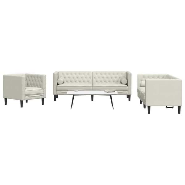 Maison Exclusive - Chesterfield-soffgrupp med 3 delar i sammet och kuddar