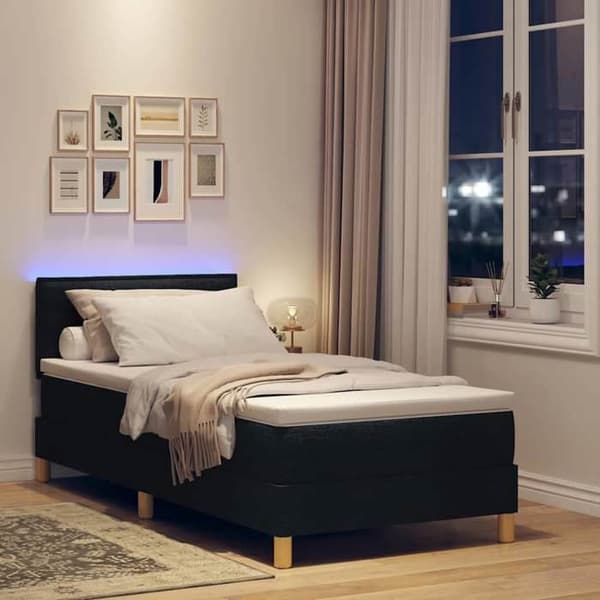Maison Exclusive - LED-fjederseng med sorte LED-striber 100 x 200 cm stof