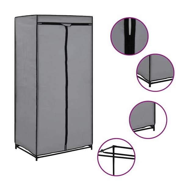 Skab - Eksklusivt Hus - Grå 75x50x160 cm - Metalramme - Åndbart polyesterbetræk Grå