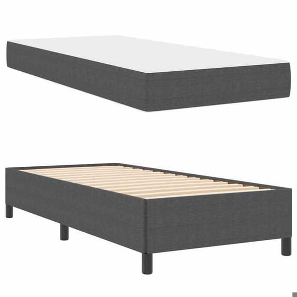 Maison Exclusive - Sängram med madrass Mörkgrå 90 x 190 cm tyg