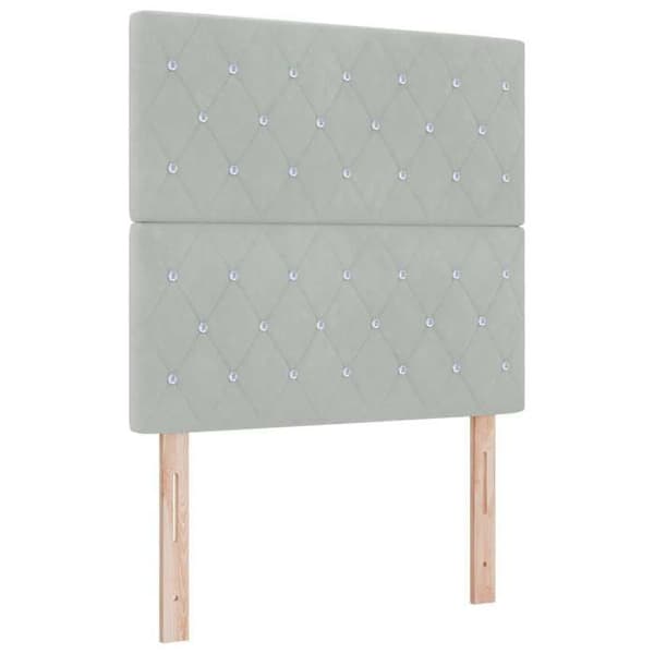 Ljust boxspring - MAISON EXCLUSIVE - 120 x 200 cm - Ljusgrå sammet - Justerbart huvud - Pocketfjädermadrass Ljusgrått