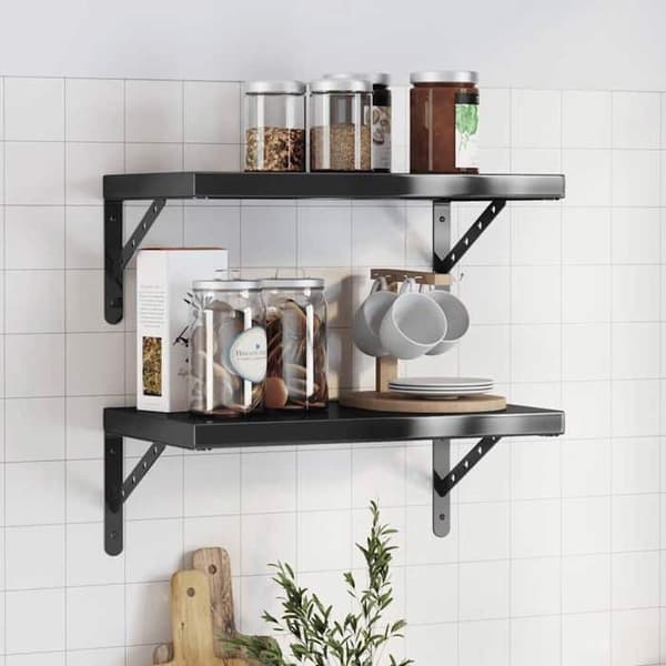 Maison Exclusive - Væghylder 2 stk 50x30 cm sort rustfrit stål Svart