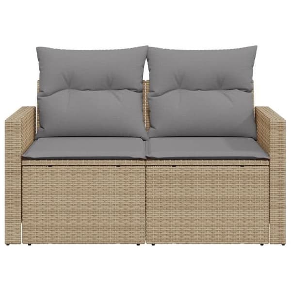 Maison Exclusive - Trädgårdsoffa med kuddar 2 platser beige flätad resin